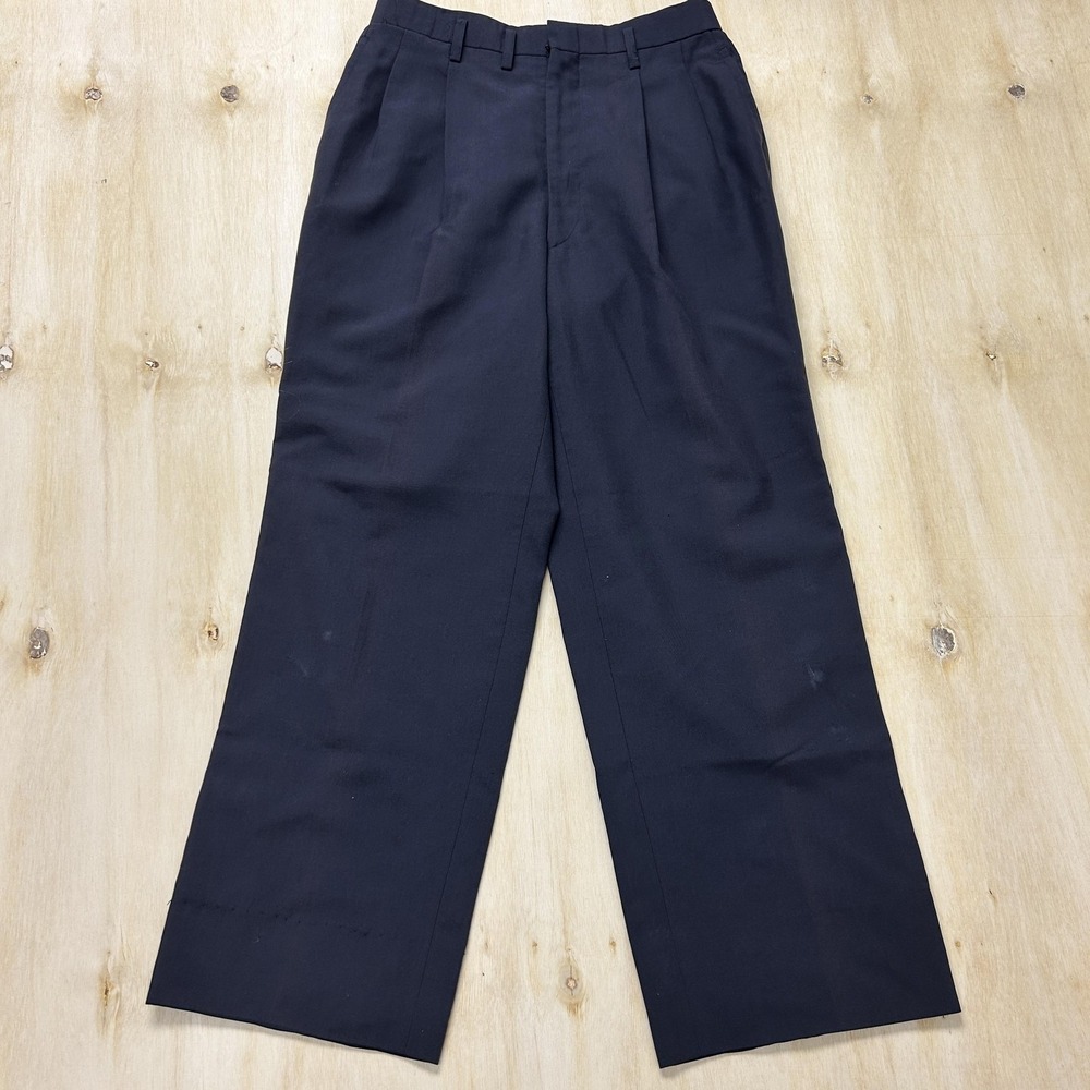 Black Dress Pants Mens 34x32 Pleated Straight Leg Business‎ Workwear Office